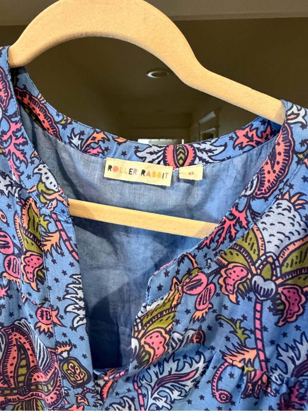 Roller Rabbit Blue Floral Ruffle-Sleeve Mini Dress - Picture 2 of 2